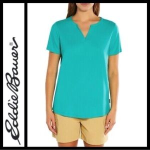 NWT Eddie Bauer V-Neck Turquoise Tee
